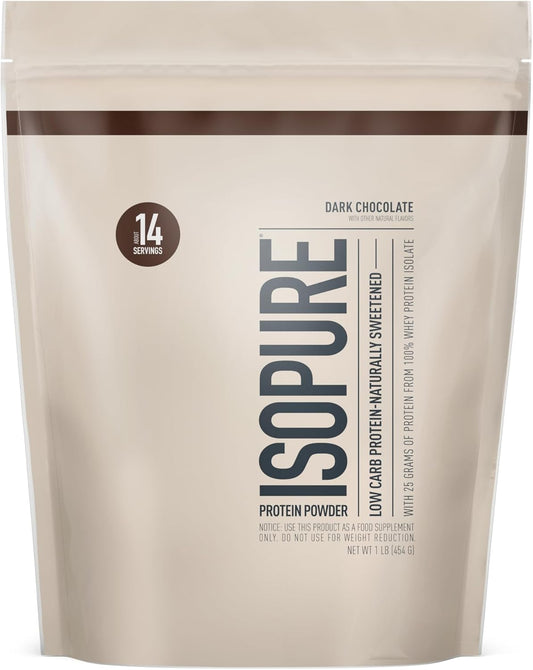 Isopure Protein Powder, Whey Protein Isolate Powder, 25g Protein, Low Carb & Keto Friendly, Naturally Sweetened & Flavored, Flavor: Chocolate, 14...