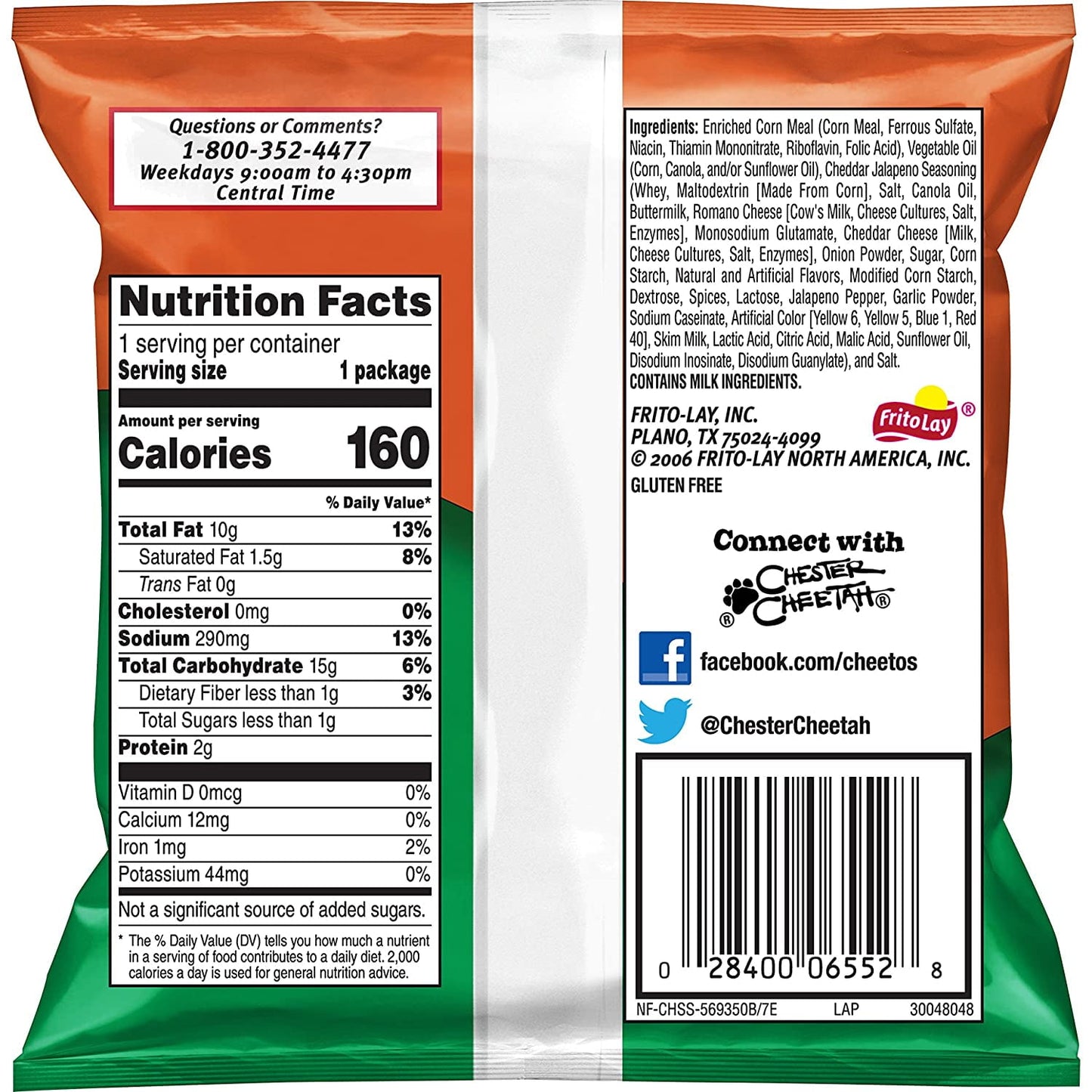 Cheetos Crunchy Cheddar Jalapeno Cheese Flavored Puffed Snacks, 1oz Bags, 40 Count Multipack