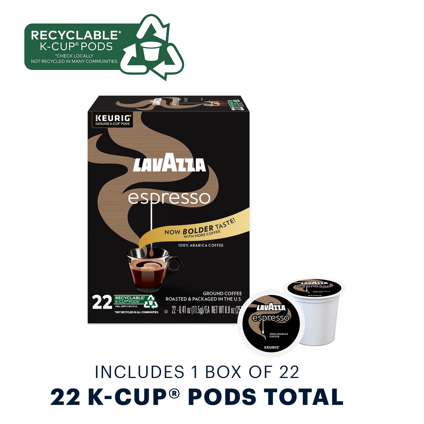 Lavazza Espresso Keurig K-Cup¨ Pods, Medium Roast, 100% Arabica (22 Pods)