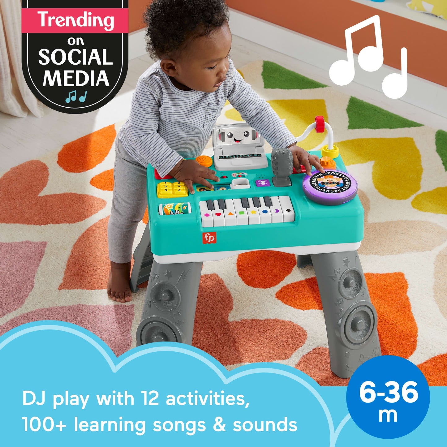 Fisher-Price Laugh & Learn Mix & Learn DJ Table, Musical Learning Toy for Baby & Toddler