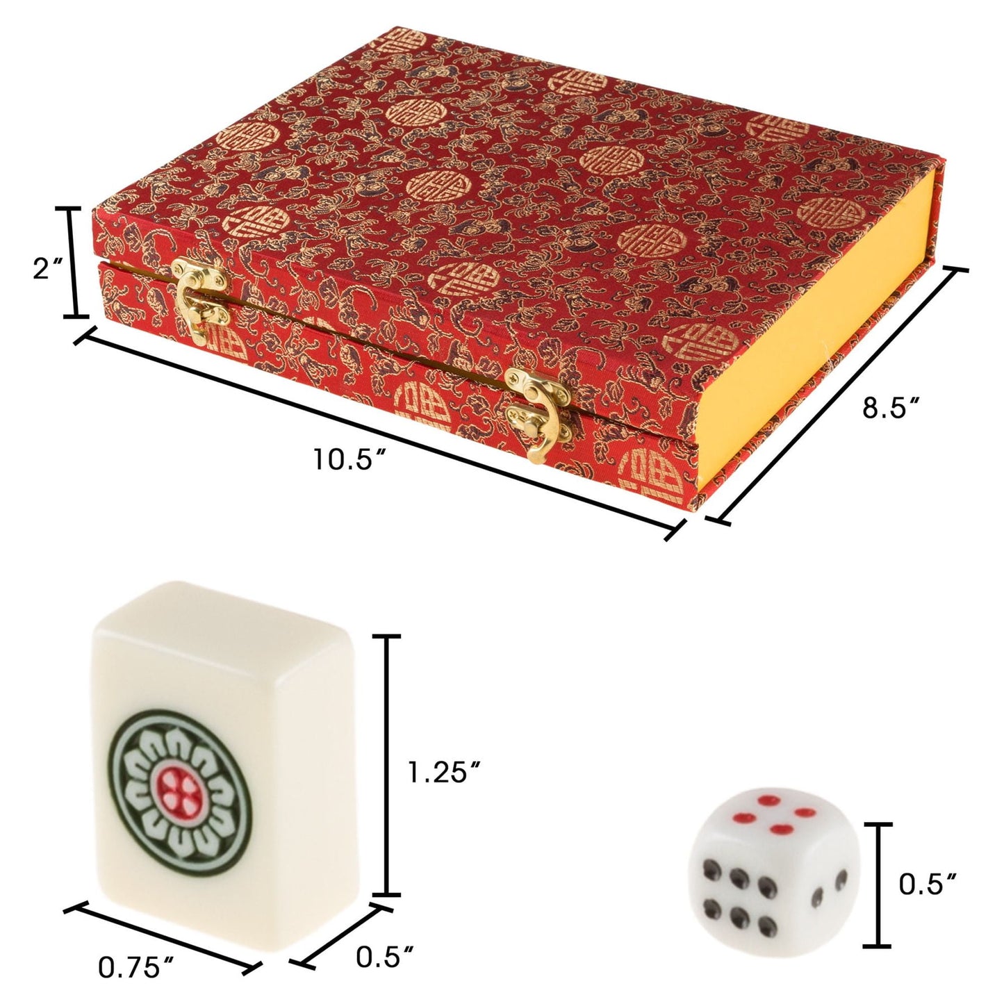 Hey Play Chinese Mahjong Set with 146 Engraved Tiles and Storage Case