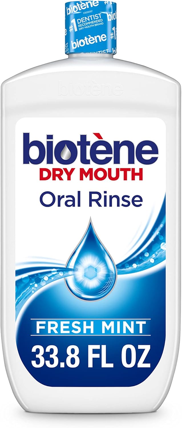 biotène Oral Rinse Mouthwash for Dry Mouth, Breath Freshener and Dry Mouth Treatment, Fresh Mint - 33.8 fl oz