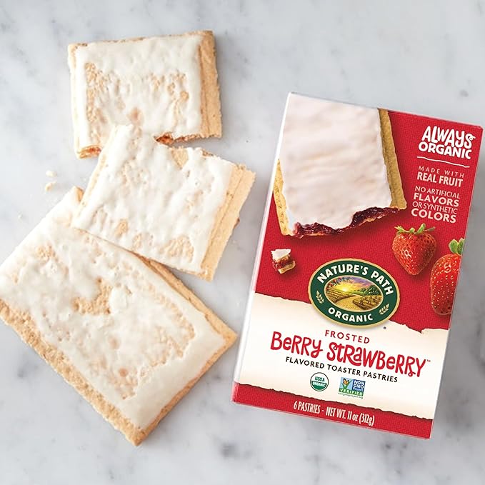 NatureÕs Path Organic Frosted Berry Strawberry Toaster Pastries, 11 Ounce (Pack of 12), Non-GMO, Made with Real Strawberries