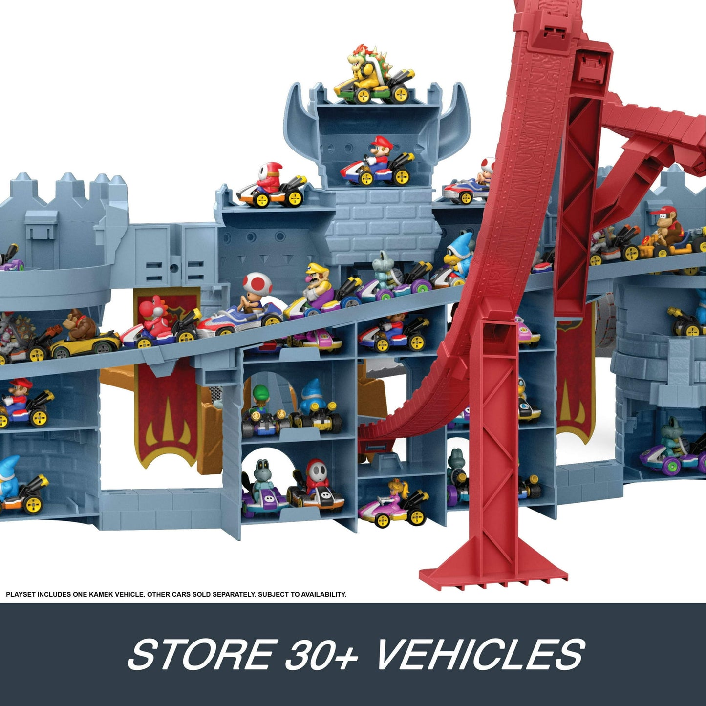 Hot Wheels Mario Kart BowserÕs Castle Track Set with 1:64 Scale Die-Cast Kamek Toy Vehicle & Storage