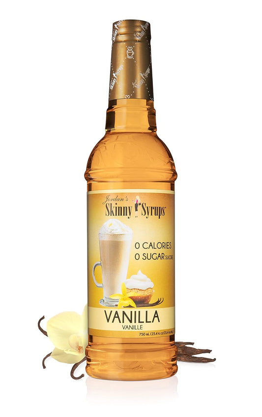 Jordan's Skinny Syrups Sugar Free Coffee Syrup, Vanilla Flavor Drink Mix, Zero Calorie Flavoring for Chai Latte, Protein Shake, Food, Gluten Free, Keto Friendly, 25.4 Fl Oz, 1 Pack