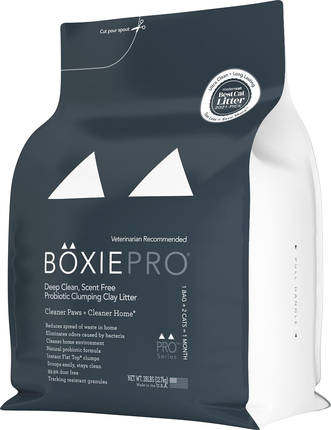 Boxie® Pro™ Probiotic 40 Day Odor Control Clumping Cat Litter, 28lb Boxiecat 99.9% Dust Free Clay Kitty Litter 
