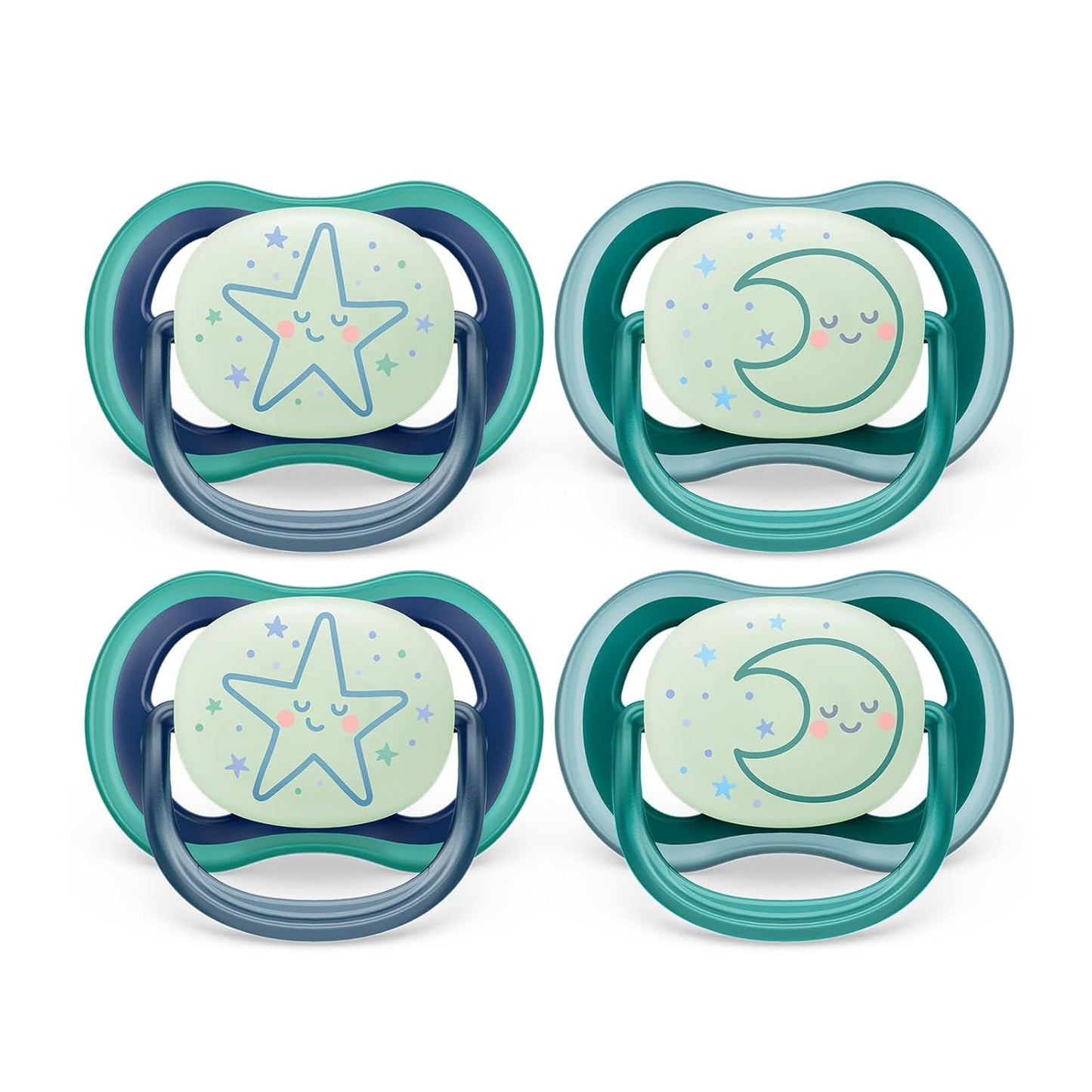 Philips Avent Ultra Air Pacifier - 4 x Light, Breathable Glow-in-The-Dark Baby Pacifiers for Babies Aged 6-18 Months, BPA Free with Sterilizer Carry Case,...