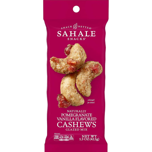 Sahale Snacks Pomegranate Vanilla Flavored Cashews Glazed Mix, 1.5 Ounces (Pack of 18)