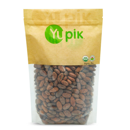 Yupik Organic Raw Cacao Beans, 2.2 lb, Vegan, Gluten-Free, Kosher, GMO-Free, Natural Dried Beans, Unroasted, Crunchy, No Sugar, Source of Fiber, Perfect to Make Chocolate, Ideal for Snacks & Baking