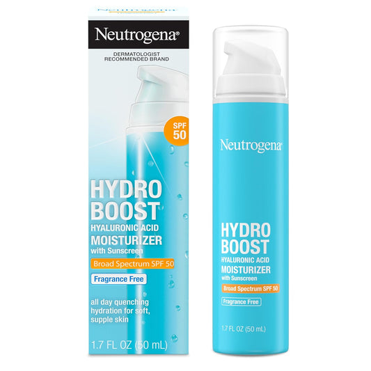 Neutrogena Hydro Boost Hyaluronic Acid Facial Moisturizer with Broad Spectrum SPF 50 Sunscreen, Daily Water Gel Face Moisturizer to Hydrate & Soothe Dry...