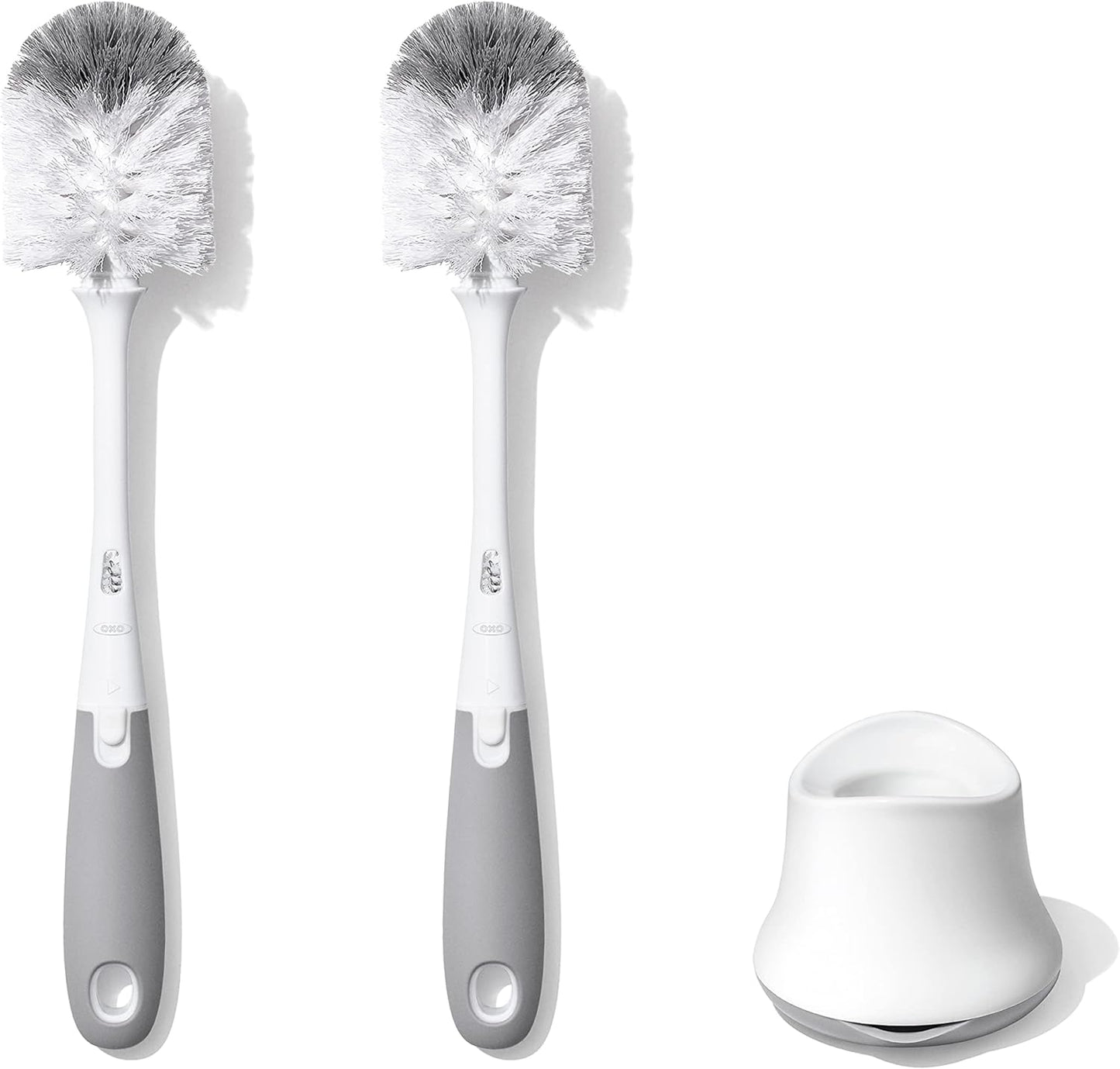 OXO Tot Bottle Brush with Nipple Cleaner and Stand – Gray, 2-Pack
