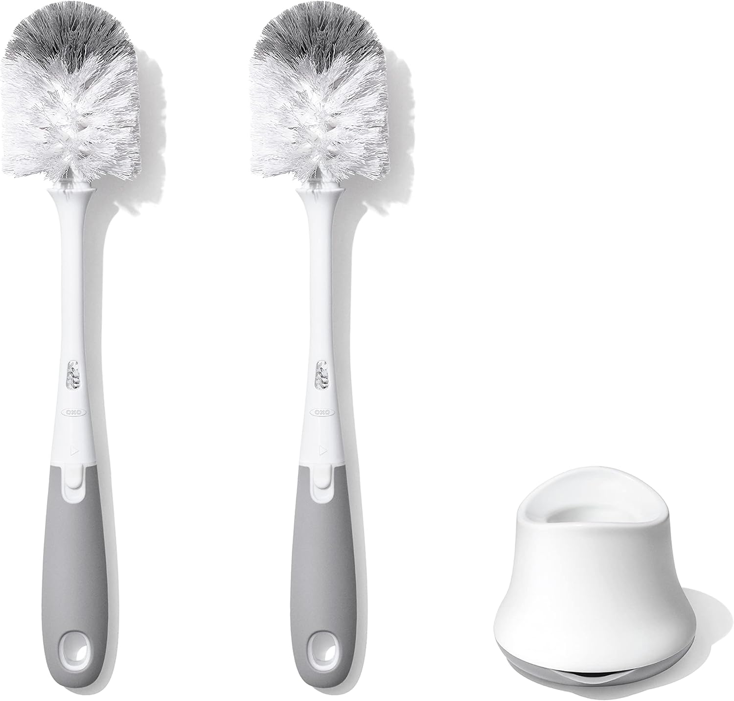 OXO Tot Bottle Brush with Nipple Cleaner and Stand – Gray, 2-Pack
