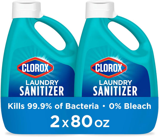Clorox Laundry Sanitizer, Kills 99.9% of Odor-Causing Bacteria on Laundry, 80 Fl Oz, Pack of 2
