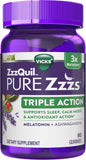 ZzzQuil PURE Zzzs Triple Action, 6mg Melatonin Gummies, 3X Melatonin Sleep Aid with Ashwagandha, Calm Mood & Antioxidant Action, Sleep Aid for Adults, 6...