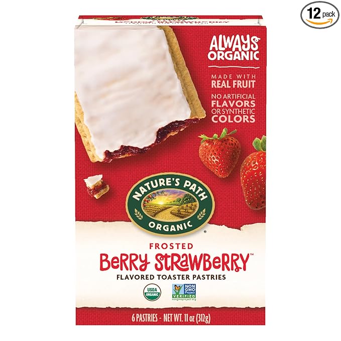 NatureÕs Path Organic Frosted Berry Strawberry Toaster Pastries, 11 Ounce (Pack of 12), Non-GMO, Made with Real Strawberries