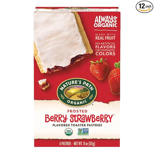NatureÕs Path Organic Frosted Berry Strawberry Toaster Pastries, 11 Ounce (Pack of 12), Non-GMO, Made with Real Strawberries