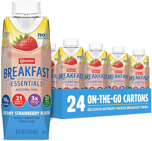 Carnation Breakfast Essentials Ready-to-Drink,Strawberry, 8 FL OZ Carton (Pack of 24)