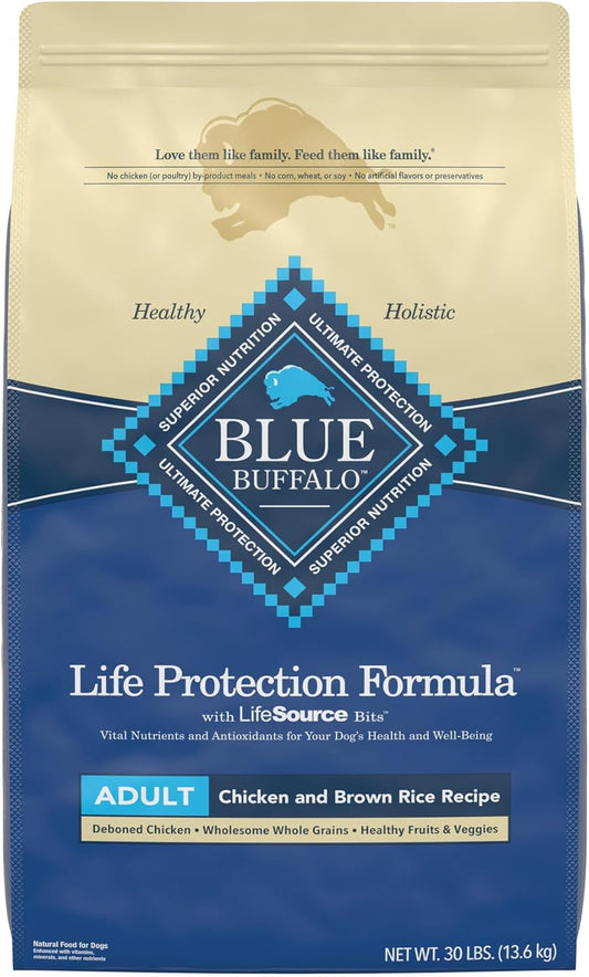 Blue Buffalo Life Protection Formula Natural Adult Dry Dog Food, Chicken and Brown Rice 30-lb
