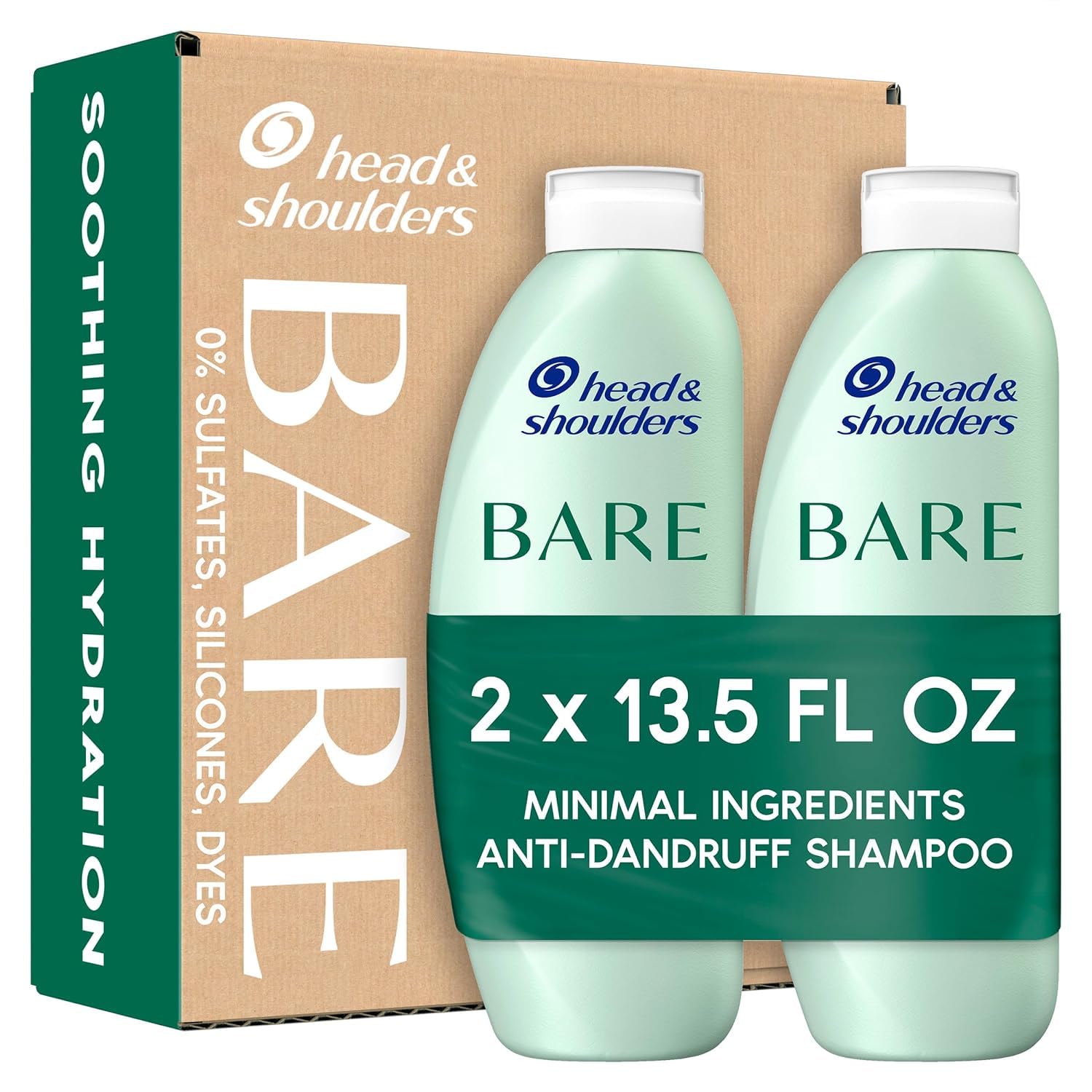 Head & Shoulders BARE Dandruff Shampoo, Sulfate Free Minimal Ingredients Anti Dandruff Shampoo, Soothing Hydration, Ecobottles with Less Plastic, Safe...