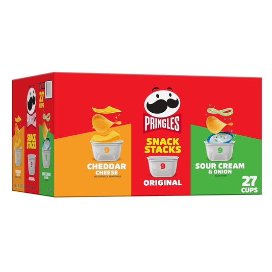 \ringles Potato Crisps Chips, Lunch Snacks, On-the-Go Snacks, Snack Stacks, Variety Pack, 19.3oz Box (27 Cups)??