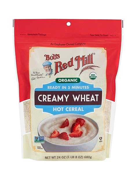 Bob's Red Mill Organic Creamy Wheat Hot Cereal, 24oz (Pack of 4) - Organic, Non GMO, Gluten Free, Whole Grain, Vegan, Kosher
