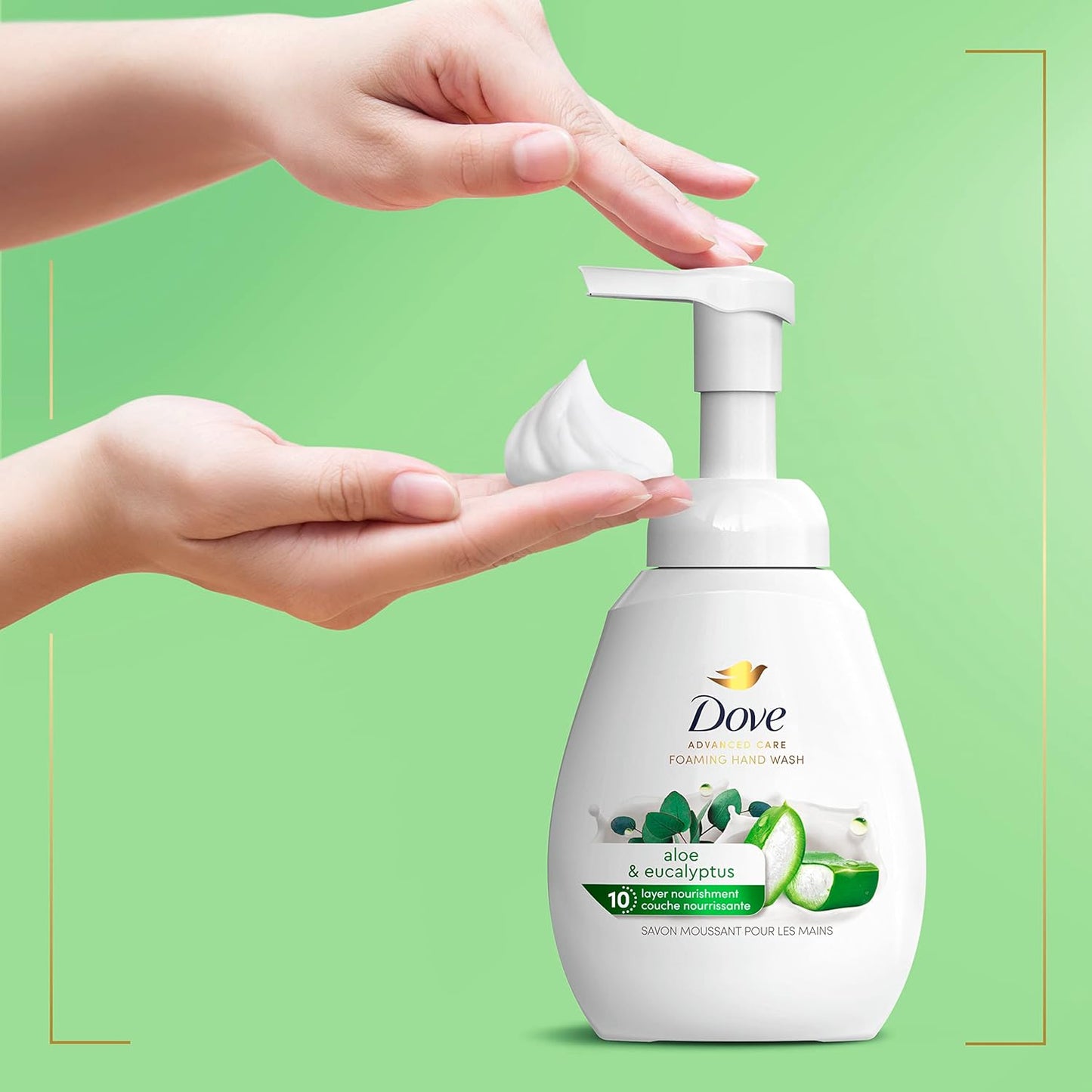 Dove Foaming Hand Wash 4 Count Aloe & Eucalyptus Protects Skin from Dryness, More Moisturizers than the Leading Ordinary Hand Soap, 10.1 oz