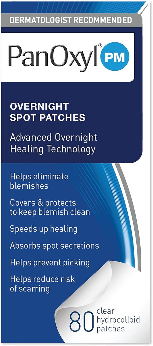 PanOxyl PM Overnight Spot Patches, Advanced Hydrocolloid Healing Technology, Fragrance Free, 80 Count
