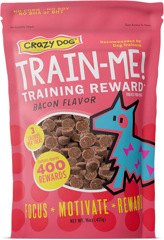 Crazy Dog Train-Me! Training Reward Dog Treats 16 Oz., Bacon Regular