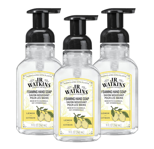 J.R. Watkins Foaming Hand Soap with Pump Dispenser, Moisturizing Foam Hand Wash, All Natural, Alcohol-Free, Cruelty-Free, USA Made, Lemon, 9 fl oz, 3 Pack 
Search on ebay 

Search on Walmart 
ASIN : B0B3S3NGXB Submit 
#349 in beauty & personal care 
# 
Brand: J.R. Watkins 
Product information/details