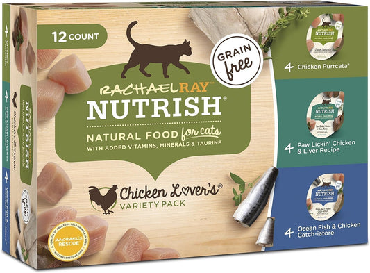 Rachael Ray Nutrish Natural Wet Cat Food with Added Vitamins, Minerals & Taurine, Chicken Lovers Variety Pack, 2.8 Ounce Cup (Pack of 12), Grain Free