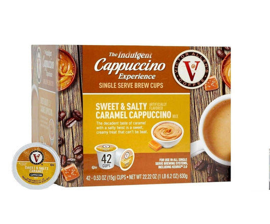 Victor Allen's Coffee Sweet and Salty Caramel Flavored Cappuccino Mix, 42 Count, Single Serve K-Cup Pods for Keurig K-Cup Brewers Brewers (Packaging May...