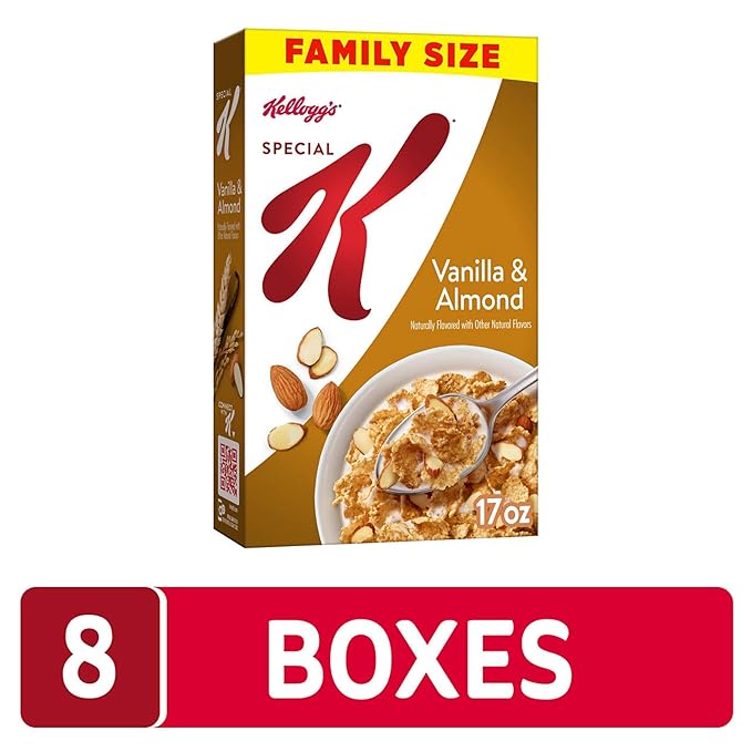 Kellogg's Special K Vanilla and Almond Breakfast Cereal, Good Source of Fiber, Family Size, 17 oz