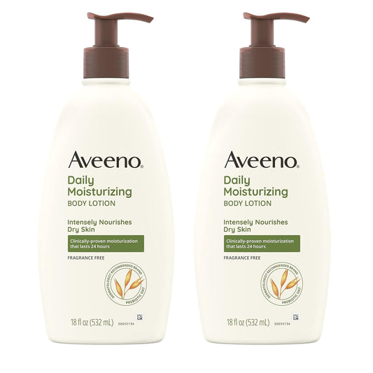 Aveeno Daily Moisturizing Body Lotion with Soothing Prebiotic Oat, Gentle Lotion Nourishes Dry Skin With Moisture, Paraben-, Dye- & Fragrance-Free,...