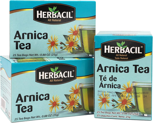 Herbacil Arnica Tea, Caffeine-Free, 3-Pack, 0.88 Oz, 25 Tea Bags per Box (75 Tea Bags)
