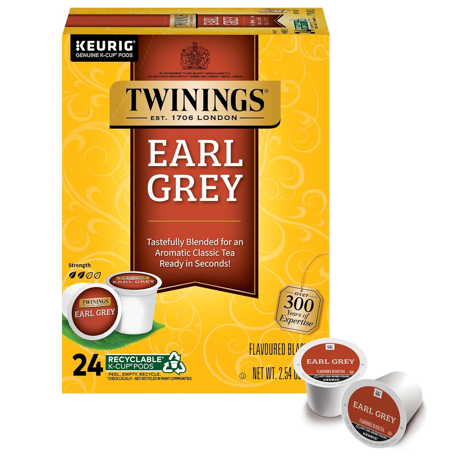 Twinings Earl Grey Black Tea K-Cup Pods for Keurig, 24 Count (Pack of 1), Flavoured with Citrus and Bergamot, Caffeinated, Enjoy Hot or Iced | Packaging May Vary