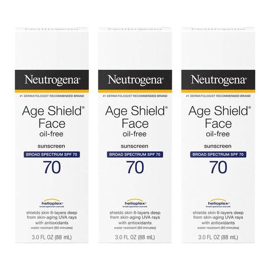 Neutrogena Age Shield Face Oil-Free Sunscreen Lotion with Broad Spectrum SPF 70, Non-Comedogenic Moisturizing Sunscreen to Help Prevent Signs of Aging,...