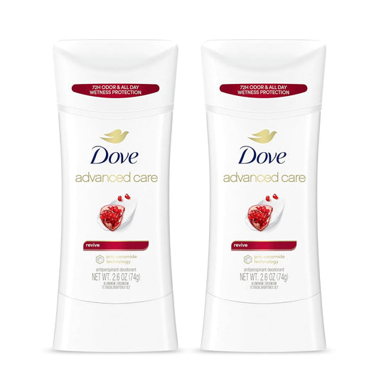 Dove Advanced Care Antiperspirant Deodorant Stick Revive Twin Pack to help skin barrier repair after shaving by boosting skin's ceramide levels 72 hour...