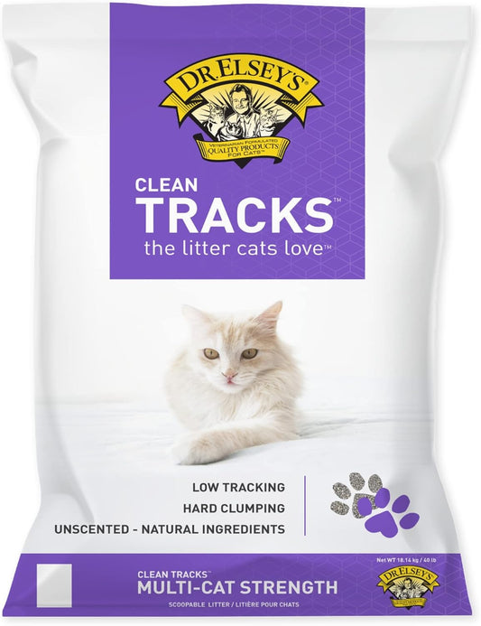 Dr. Elsey's Premium Clumping Cat Litter - Clean Tracks - Low Dust, Low Tracking, Hard Clumping, Superior Odor Control, Unscented & Natural Ingredients 40 LBS