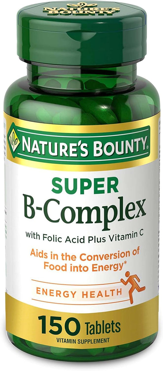 Nature's Bounty Super B Complex with Vitamin C & Folic Acid, Immune & Energy Support, 150 tablets