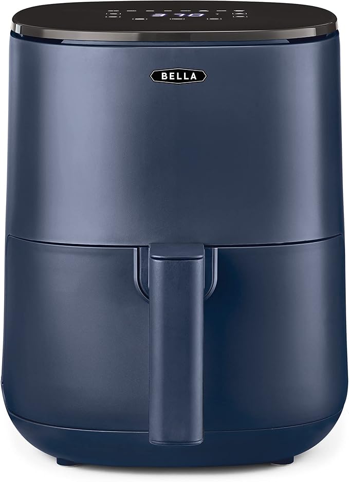 BELLA 3 Qt Touchscreen Air Fryer Oven and 5-in-1 Multicooker with Removable NonstickDishwasher Safe Crisping Tray and Basket, 1400 Watt Heating System, Matte Blue