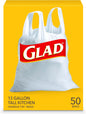 Glad Trash Bags, Tall Kitchen Handle-Tie Garbage Bags - 13 Gallon White Trash Bag - 50 Count (Package May Vary)