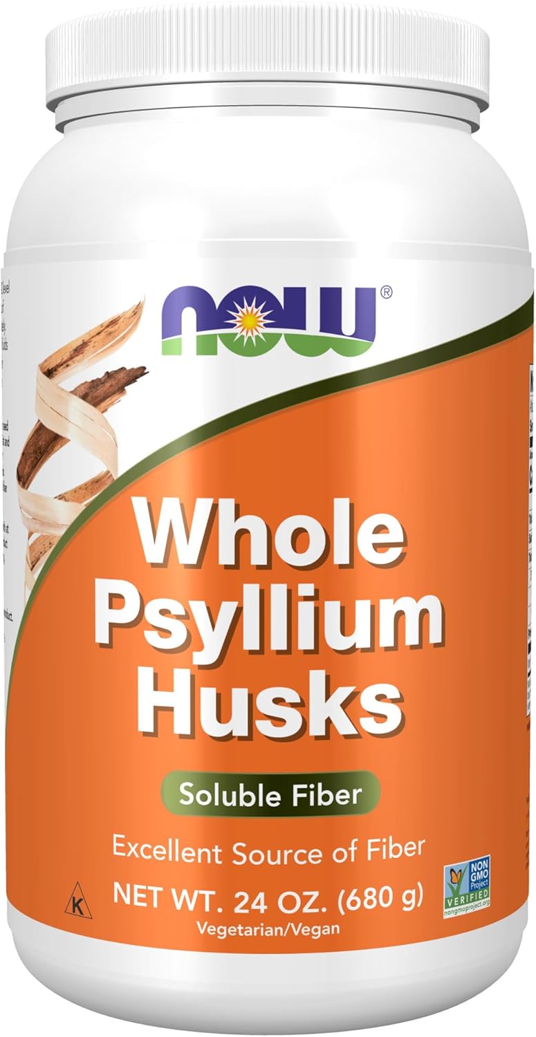 NOW Supplements, Whole Psyllium Husks, Non-GMO Project Verified, Soluble Fiber, 24-Ounce
