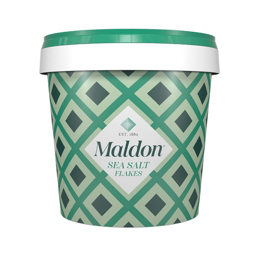 Maldon Salt, Sea Salt Flakes, 20 oz (570 g), Resealable Tub, Kosher, Natural, Handcrafted, Gourmet, Pyramid Crystals