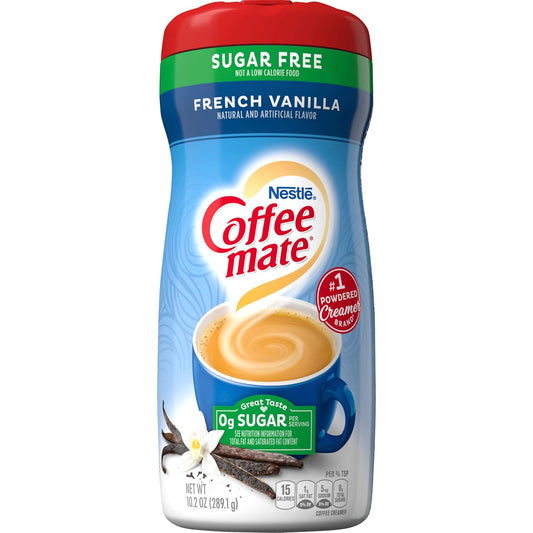 Nestle Coffee Mate Sugar Free French Vanilla Coffee Creamer Powder – French Vanilla Creamer for Warm, Rich Flavored Coffee – Lactose-Free, Gluten-Free, Non Dairy Creamer for 140 Servings (10.2 oz)