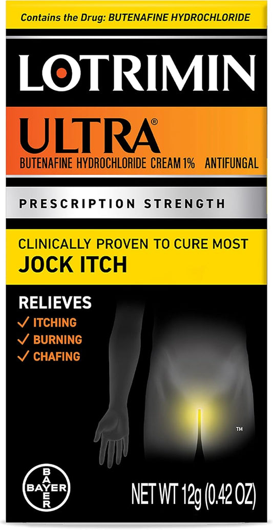 Lotrimin Ultra Antifungal Jock Itch Cream - Powerful Butenafine Hydrochloride Treatment for Jock Itch and Fungal Infections, 0.42 Ounce (12 Grams) (Packaging May Vary)