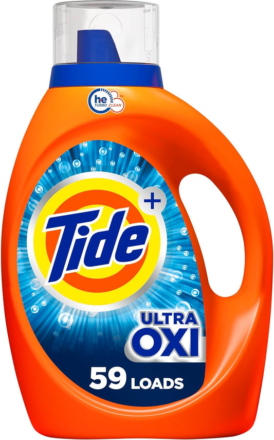Tide Ultra Oxi Laundry Detergent Liquid Soap, High Efficiency (HE), 59 Loads, Blue, 84 fl oz (Pack of 1)