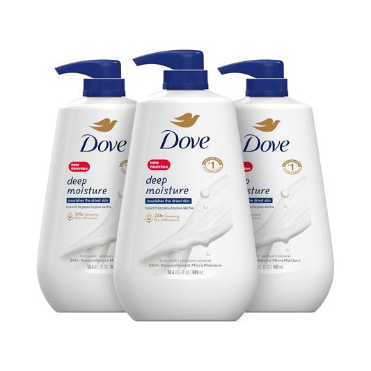Dove Body Wash with Pump Deep Moisture For Dry Skin Moisturizing Skin Cleanser with 24hr Renewing MicroMoisture Nourishes The Driest Skin, 30.6 Fl Oz (Pack...