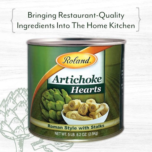 Roland Foods Roman Style Artichoke Hearts with Stalks, Specialty Imported Food, 5 Pound 8.2 Ounce Can, Pack of 1