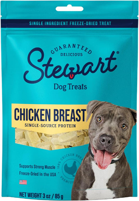 Stewart Freeze Dried Dog Treats, Chicken Breast, 3 oz, Grain Free & Gluten Free, Resealable Pouch, Single Ingredient, Training Treat in Beef Liver,...