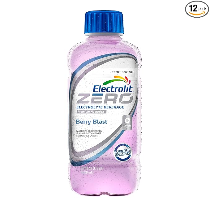 Electrolit Electrolyte Hydration & Recovery Drink, 21oz, ZERO Berry Blast, 12 Pack